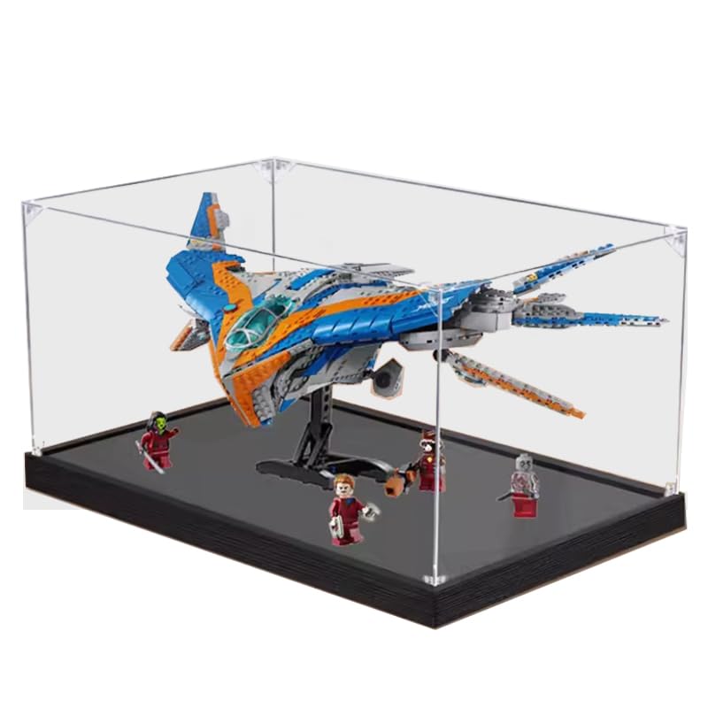 HCAEIOFJ Clear Acrylic Display Case for Lego Marvel 76286 Applicable for Guardians of The Galaxy The Milano Buildable Display Box GiftDisplay Case Only Black Bottom 3mm