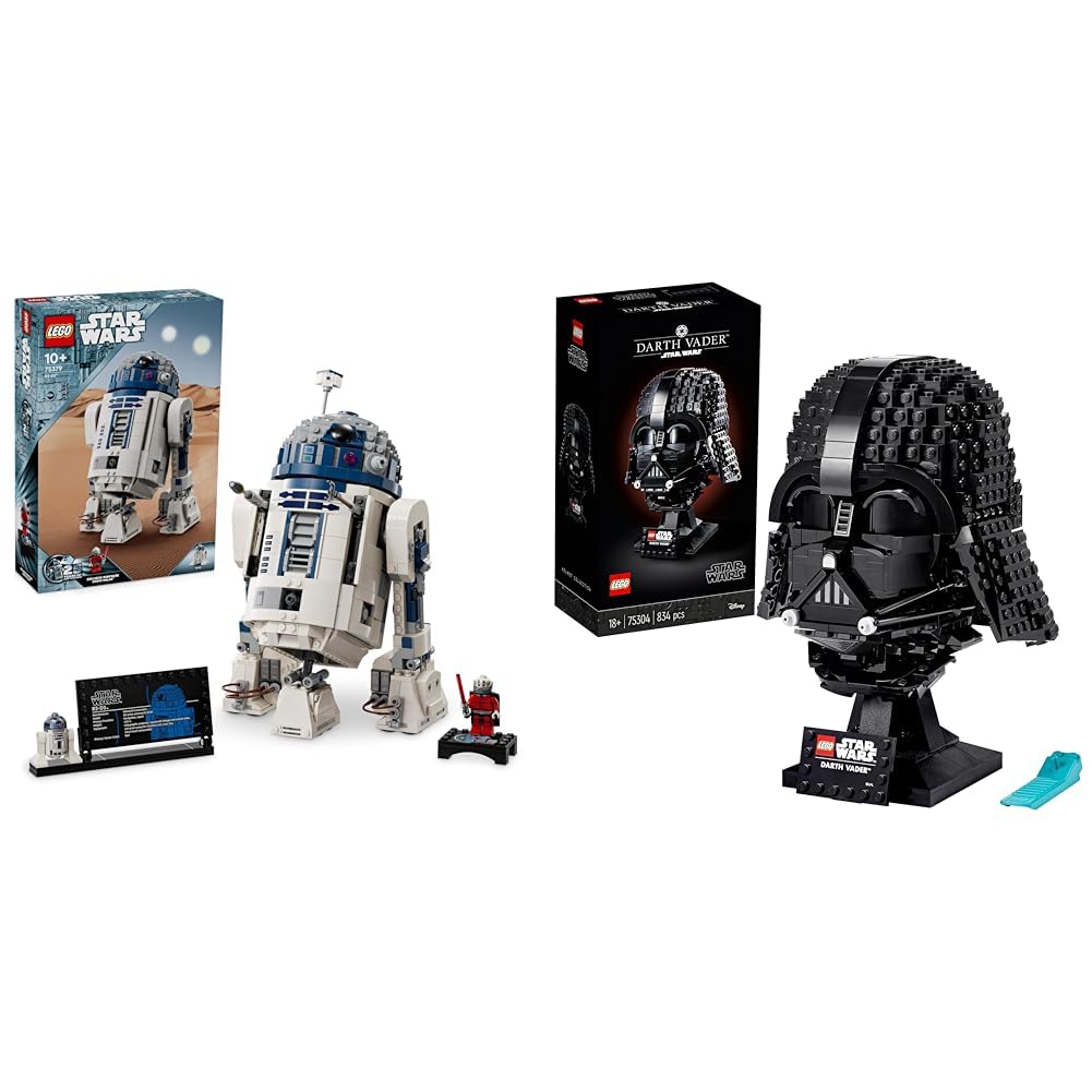 LEGO Star Wars R2D2 Model Set Buildable Toy Droid Figure for 10 Plus Year Old Kids Boys Girls Star Wars Darth Vader Helmet Set Mask Display Model Kit for Adults to Build