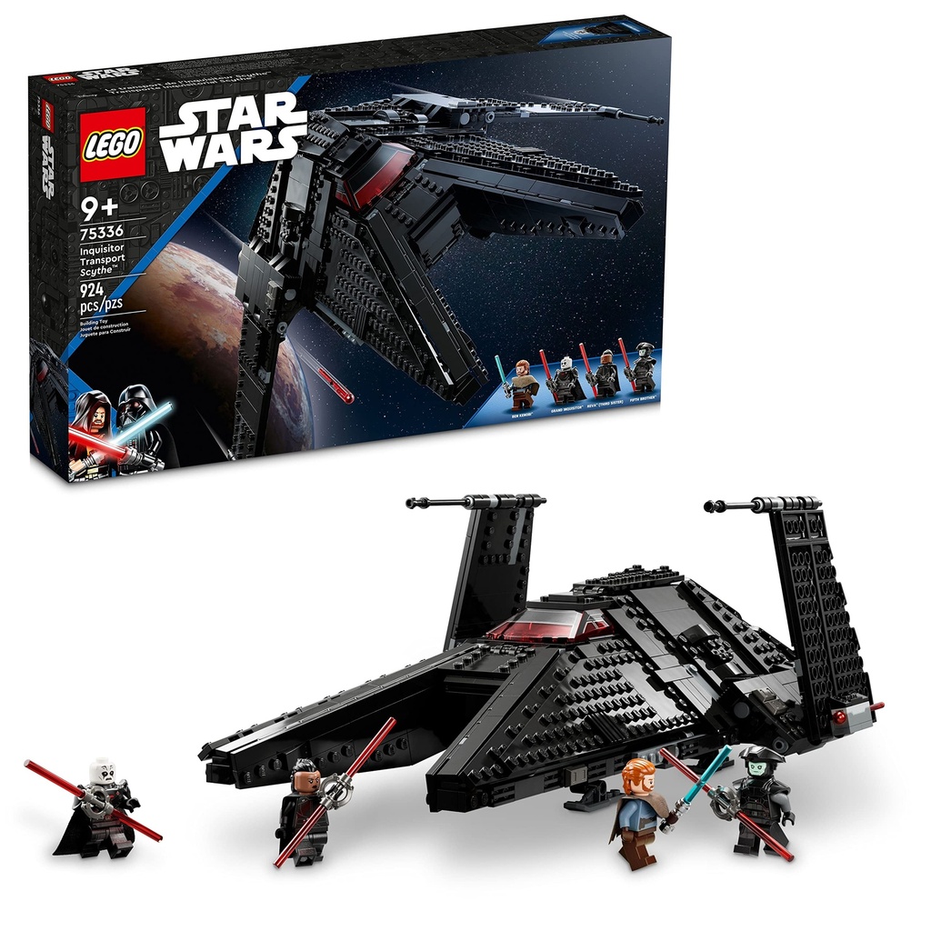LEGO Star Wars Inquisitor Transport Scythe 75336 Buildable Toy Starship OBIWan Kenobi Set Ben Kenobi Minifigure with Blue and DoubleBladed Red Lightsabers