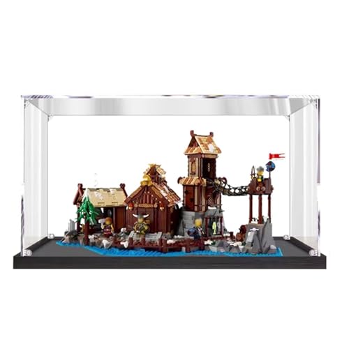 Acrylic Display Case for Lego 21343 Vikinng Valleey Transparent Dustproof Box with Customizable Size and BackgroundOnly Case No Model 3MMBlack