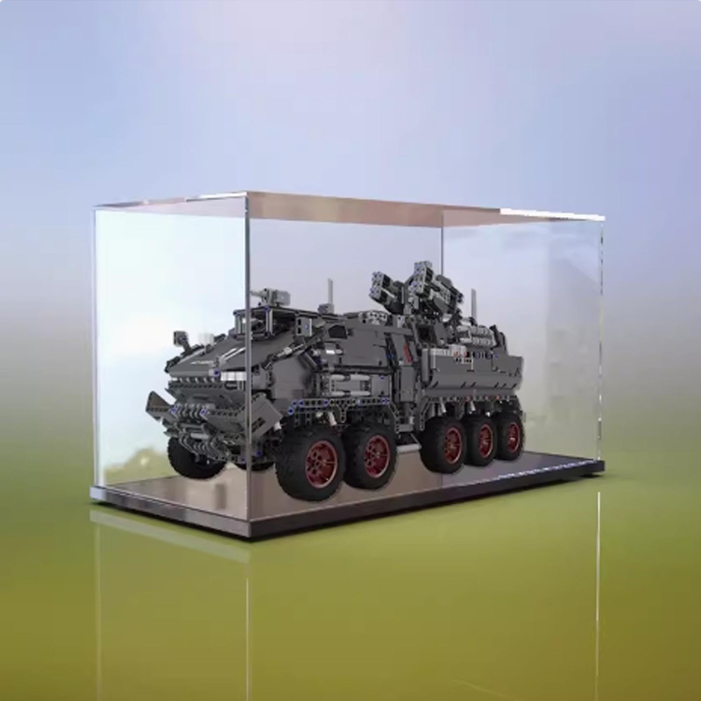 Acrylic Display Case For Lego armored carriages Model Dustproof Transparent Acrylic Display Case Storage Box Model Not Included Black base