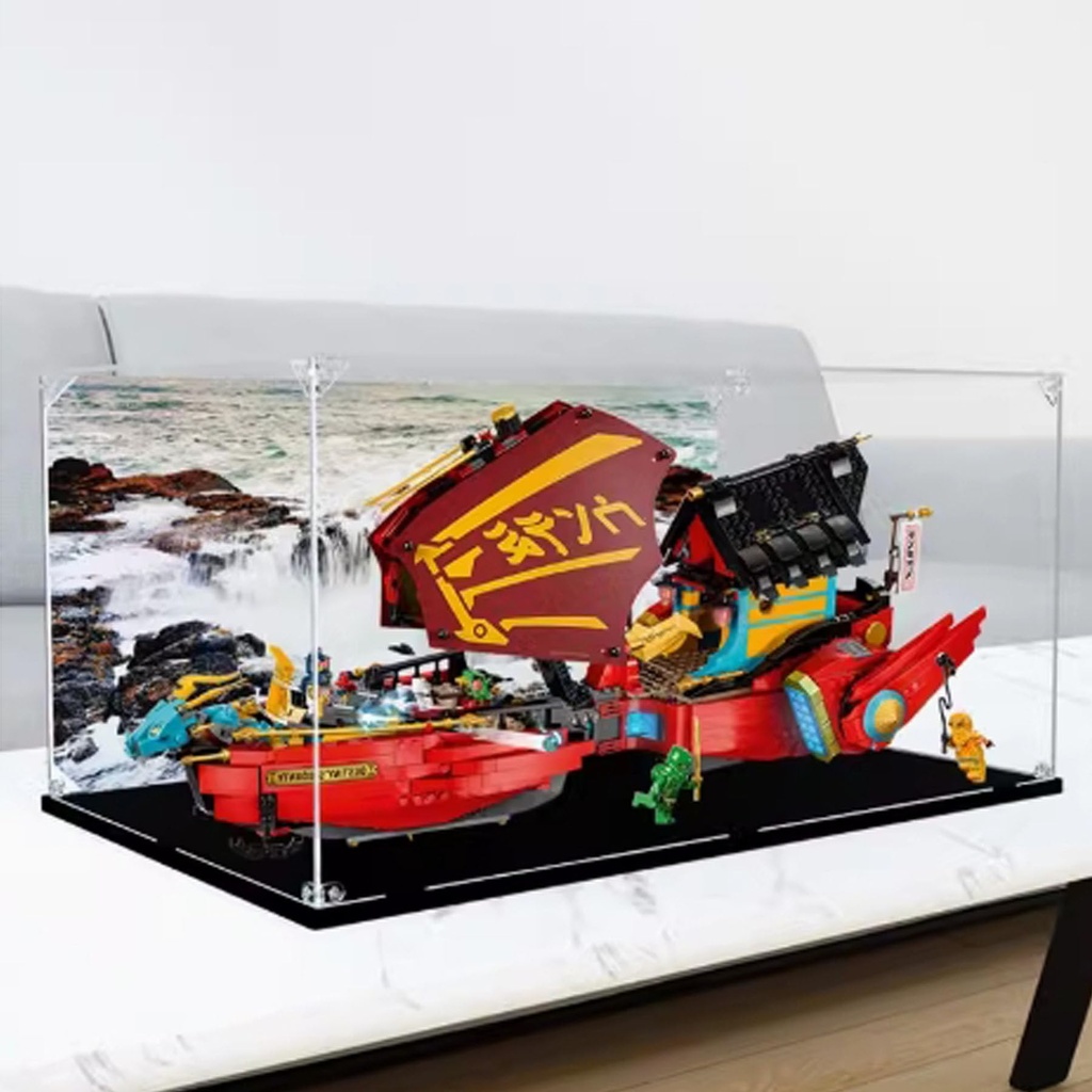 Selfassembling clear acrylic display box dustproof storage collectibles memorabilia display box cube countertop box for Lego 71797 Dragon Boat block model box only