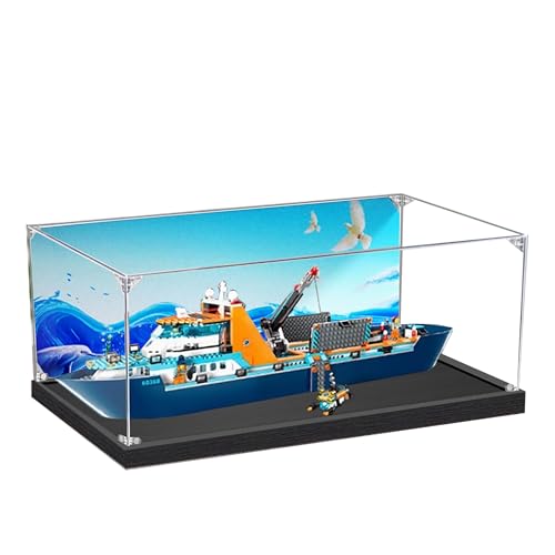 Acrylic Display Case for Lego 60368 Polar Expedition Ship Model 3mm Dustproof Display Box Display Case Compatible with Lego 60368 Model Not Included Background Build C