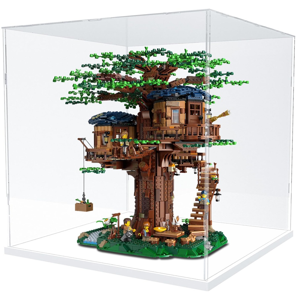 DuvinDD Acrylic Display Case for Collectibles Lego Clear Acrylic Display Box Countertop Dustproof Protection Large Showcase Toys Action Figure Stand Home Storage Box with Base 17x17x17 inch