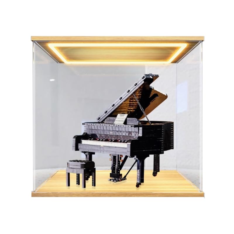 HCAEIOFJ Clear Acrylic Display Case for Lego 21323 Applicable for Grand Piano Display Box GiftDisplay Case Only Wood BottomTop Light