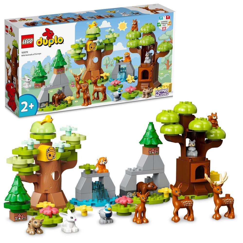 LEGO 10979 DUPLO Animaux Sauvages dEurope Jouet dÉveil des 2 Ans Figurines de Daims Ours Renard et Écureuils