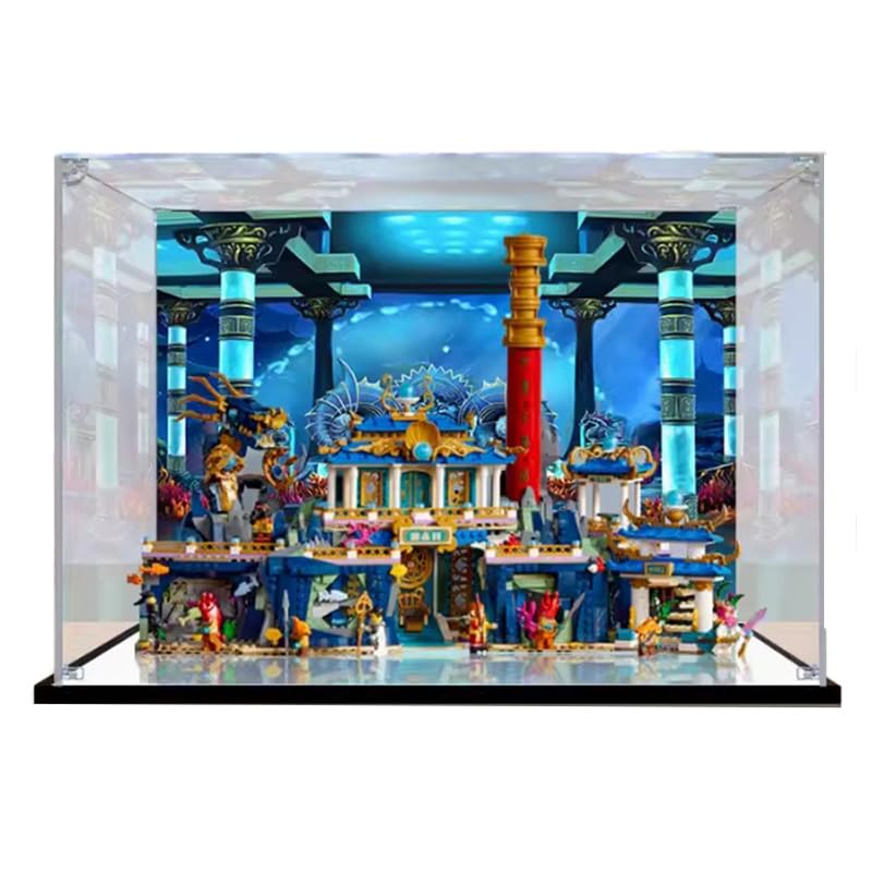 HCAEIOFJ Clear Acrylic Display Case for Lego 80049 Applicable for Monkie Kid Dragon of The East Palace Display Box GiftDisplay Case Only Mirror BottomBackground