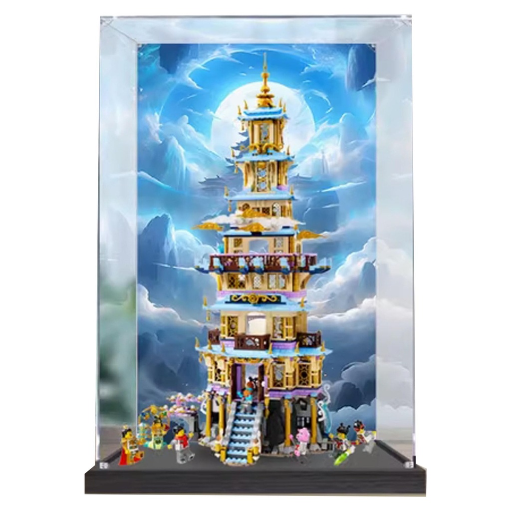 Acrylic Display Box Compatible with Lego 80058 Pagoda Model selfAssembling Clear dust Cabinet Collectible Organizer Box only Backgrounds
