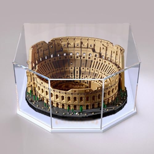 Acrylic Display Case for Lego 10276 Colosseum Dustproof Box Storage Box Transparent Box Display Box Compatible with 10276 Box Only White Base