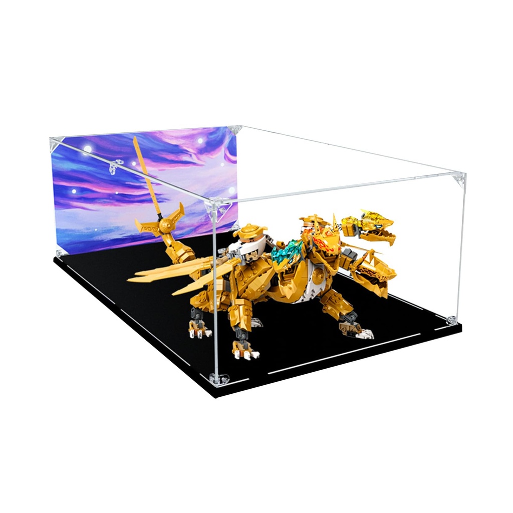 Acrylic Display Case for Lego NINJAGO Lloyds Golden Ultra Dragon Dustproof Display Box Compatible LegoGift Background B355820
