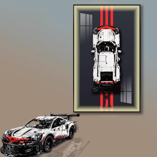 Transparent Crystal Mirror LED Display case for Lego car Models WallMounted Decorative Display Wall Plate Display case only 42096C