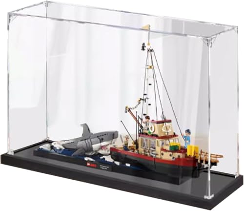 Acrylic Display Case Box Compatible with Lego 21350 Jaws Orca Model Protection Dustproof Display Case Gift Model TransparenCompatible with Lego Only Display Case B