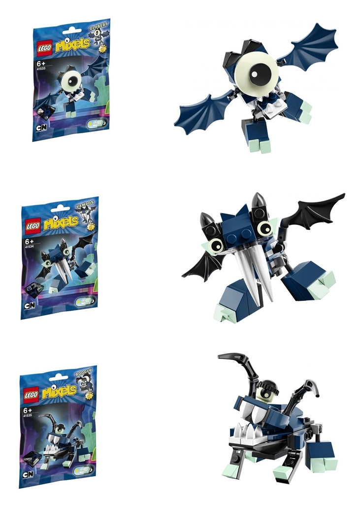 LEGO Mixels Series 4 Bundle Set of Glowkies Globert 41533 Vampos 41534 Boogly 41535 Mixels