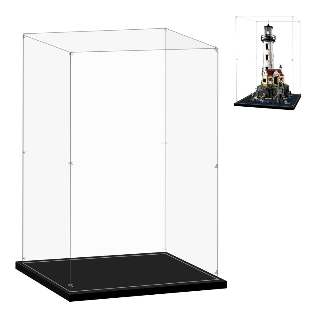 LILIKAKA Acrylic Display Case for Lego 21335 Motorized Lighthouse 1181x1181x2283inches 30x30x58cm Protect Your Collectibles from Dust with a Clear Showcase