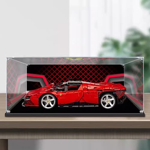 Acrylic Transparent Display Box Compatible with Lego 42143 Racing Model Dustproof Display Gift Protect Decorations Collectibles Storage Organizer Box Only Painting Only Back