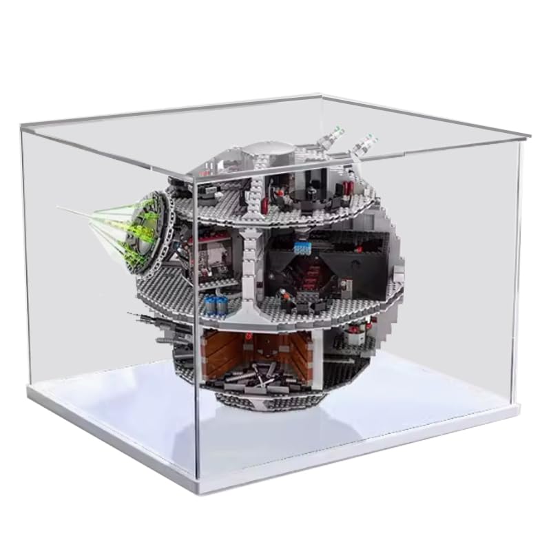 HCAEIOFJ Clear Acrylic Display Case for Lego SW 75159 Space Station Applicable for Death Star Space Station Toy Display Box GiftDisplay Case Only White Bottom