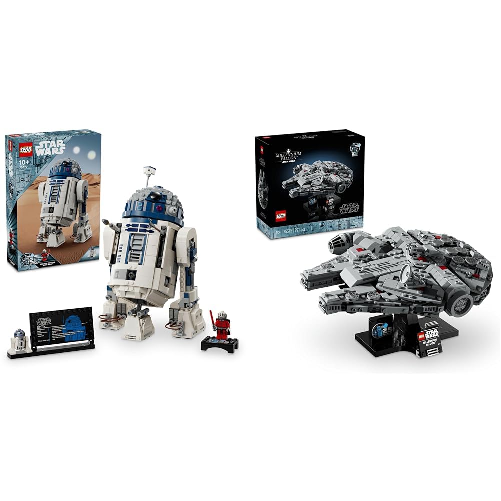 LEGO Star Wars R2D2 Model Set Buildable Toy Droid Figure for 10 Plus Year Old Boys Girls Star Wars Millenium Falcon 25th Anniversary Set for Adults Collectible A Hope Starship