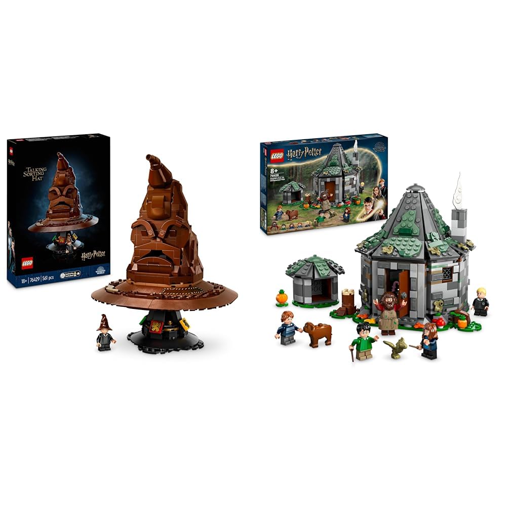 LEGO Harry Potter Talking Sorting Hat Set Model Kits for Adults Harry Potter Hagrids Hut An Unexpected Visit Toy House for 8 Plus Year Old Kids Boys Girls Includes Dragon and Dog Figures