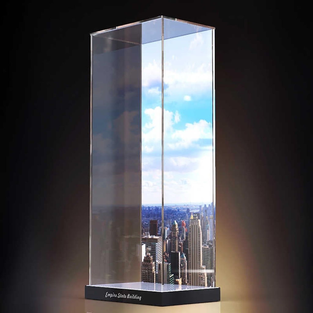 Suitable for Lego 21046 Architecture series Empire State Building building block model transparent customerspecific acrylic display box dustproof storage boxno modle Background painting3mmB