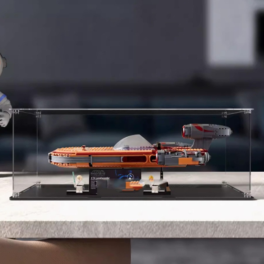 Selfassembling clear acrylic display box dustproof storage collectibles memorabilia display box cube countertop box for Lego 75341 Land speeder block model box only Transparent
