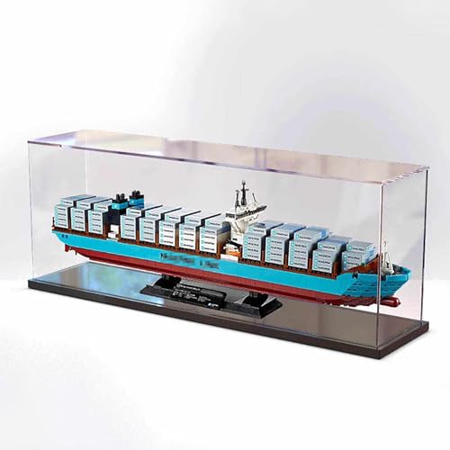 BoHeart Acrylic Display Case for Lego Maersk Freighter 10241 customizedtransparent Dustproof display box can be collected Size701525 cm Model Not Included Black base