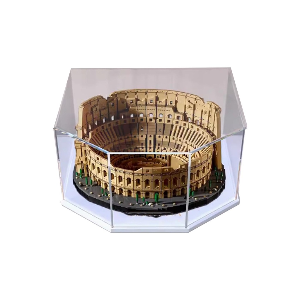 FEIFANBOYANG Acrylic Display case for Lego 10276 Roman Colosseum Model Dustproof Transparent collections Display Case display box only White base