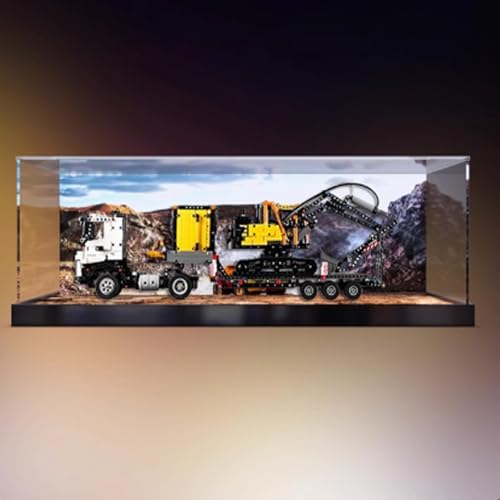 Acrylic Display Case for Lego 42175 Trucks and excavators Model Dustproof Transparent Collections Display Case Display Box only High Stand Back Spray