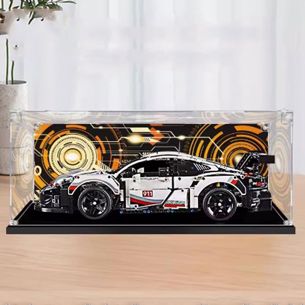 CHIFENMS Acrylic Clear Display Case for Lego 42096 Racing Display BoxBuilding Block Collectibles Transparent Dustproof Showcase Storage Box Display Box Stand for Only Case