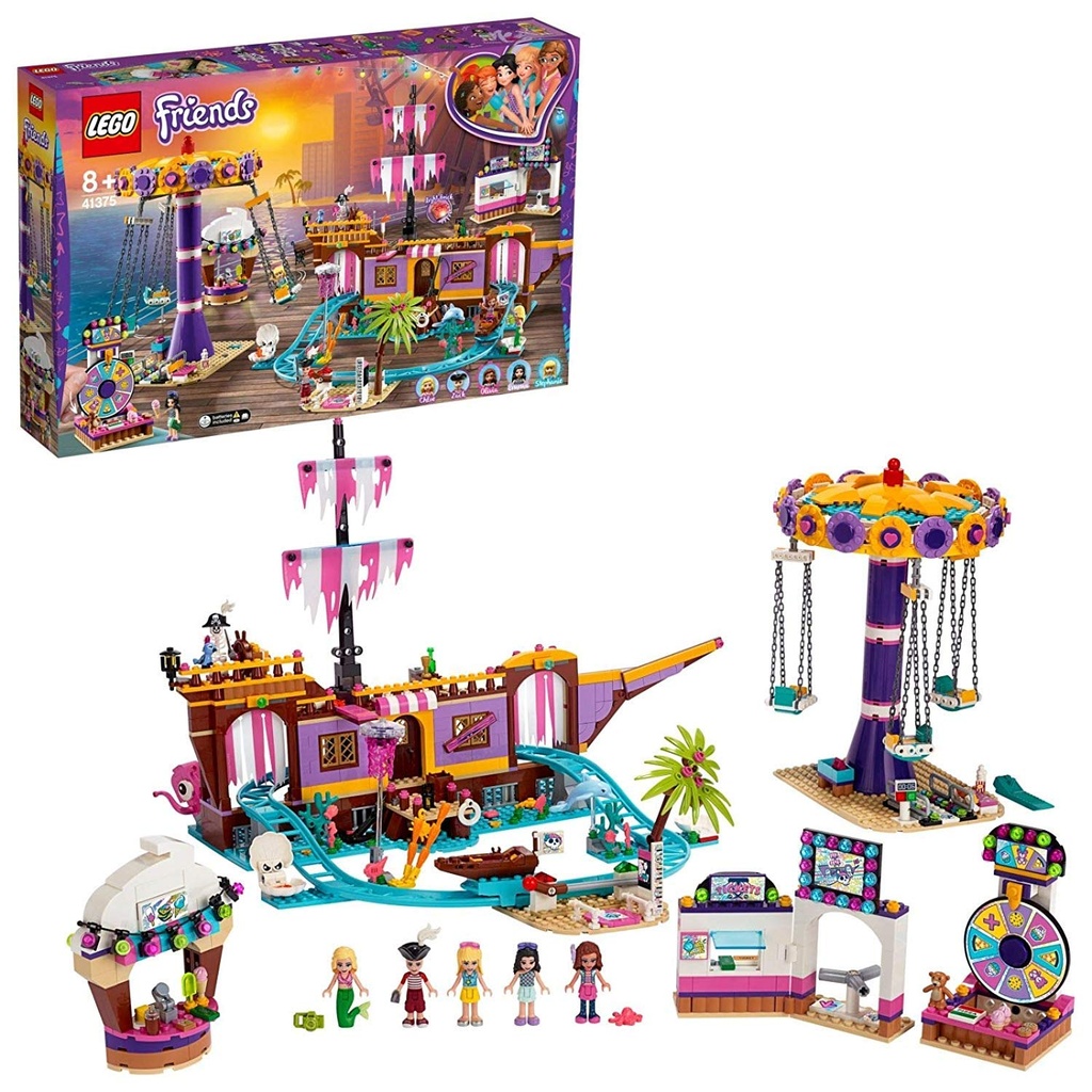 LEGO 41375 Friends Heartlake City Amusement Pier Park with Pirate Ghost Ship Roller Coaster Fun Fair Carousel and Olivia Mini Doll