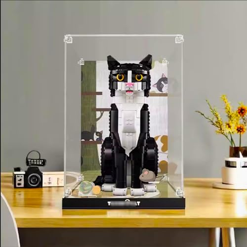 BoHeart Acrylic display case for Lego 21349 Tuxedo Cat Cow Kitten Specialcustomizedtransparent Dustproof display box can be collectedsize30X30X35cm Model Not Included