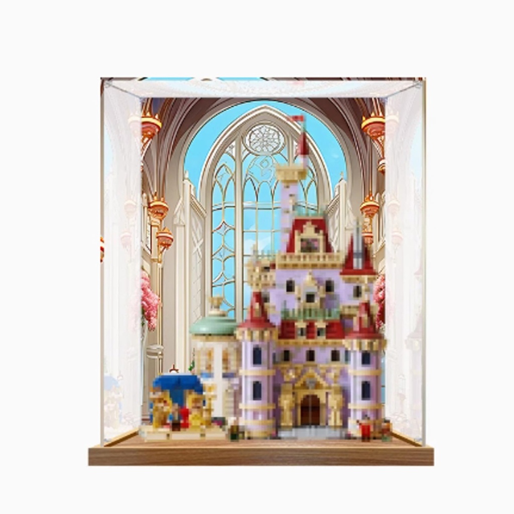 Acrylic Display Box for Lego 43263 Castle Model Transparent Dustproof Display Box Compatible with Lego 43263 Model Model Not Included Background 3mm