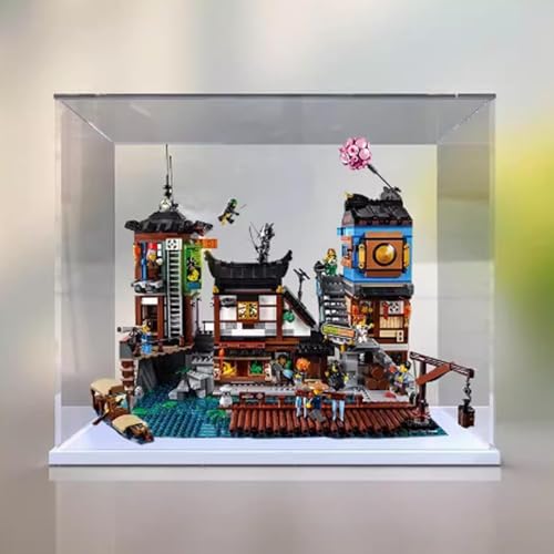 Transparent Acrylic display box for Lego 70657 City Marina model Dustproof Storage Display Box Model Not Included White base