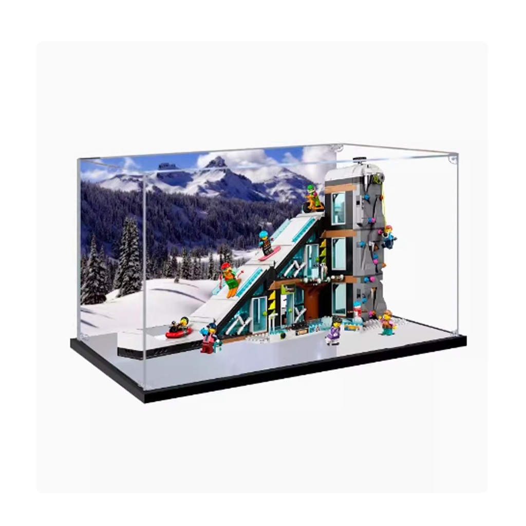 Dustproof Transparent Storage Acrylic Display Box 60366 City Climbing Ski Resort 19698137 inches for Lego Toys Lego Models not Included 3mm Back Spray Model