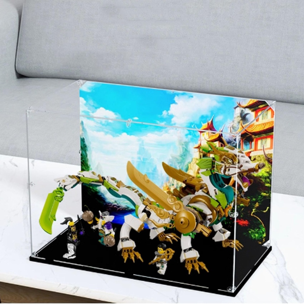 Transparent Acrylic Display Casefor Lego 80047 Dragon War Armor Model Clear BoxStorage BoxDisplay BoxCompatible with 80047 Model Display Box only Black Base