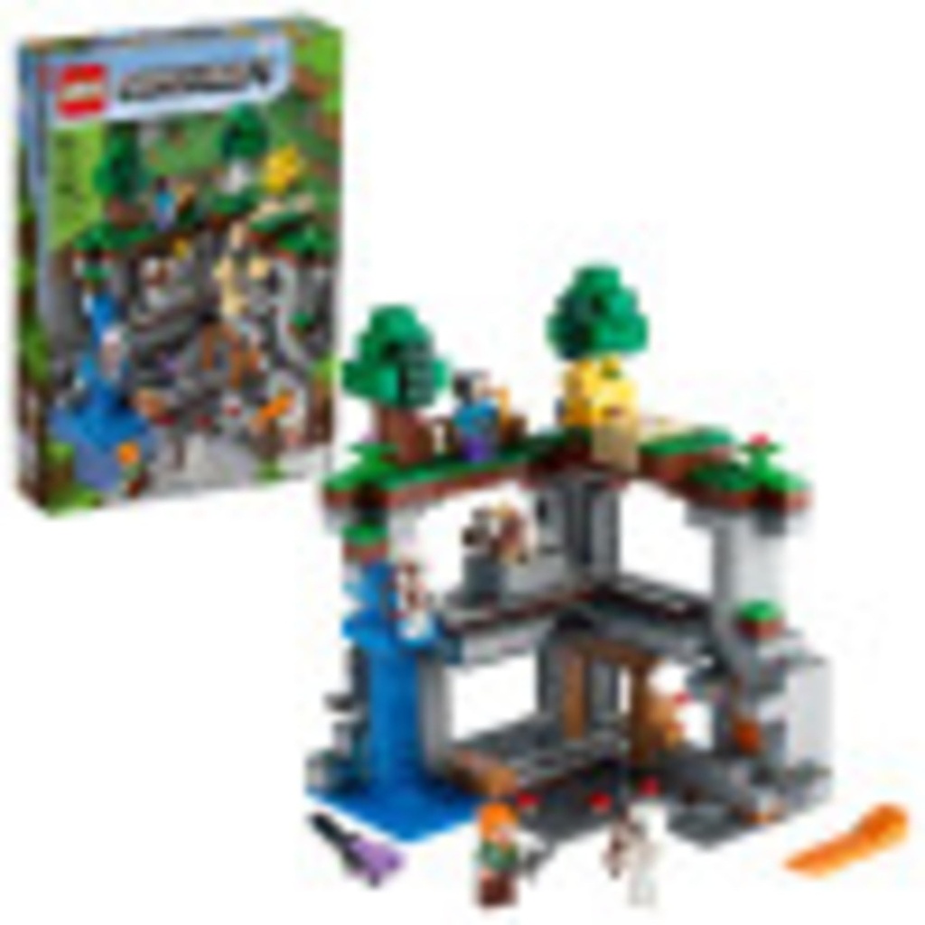 LEGO Minecraft The First Adventure 21169 HandsOn Minecraft Playset Fun Toy Featuring Steve Alex a Skeleton Dyed Cat Moobloom and Horned Sheep 2021 542 Pcs Multicolor
