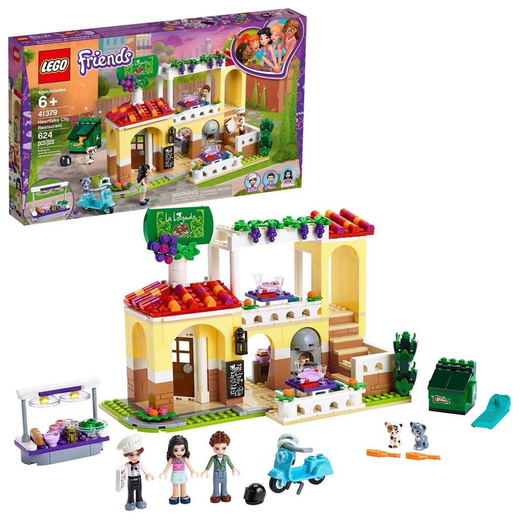 LEGO Friends Heartlake City Restaurant 41379 Restaurant Playset with Mini Dolls and Toy Scooter for Pretend Play Cool Building Kit Includes Toy Kitchen Pizza Oven and More 624 Pieces