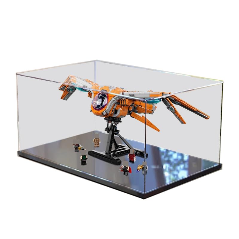 HCAEIOFJ Clear Acrylic Display Case for Lego Marve 76193 Applicable for The Guardians Ship Large Designed Display Box GiftDisplay Case Only Black Bottom