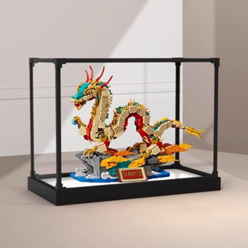 Transparent Acrylic display box for Lego 80112 Auspicious Dragon model Dustproof Storage Display Box Model Not Included White base