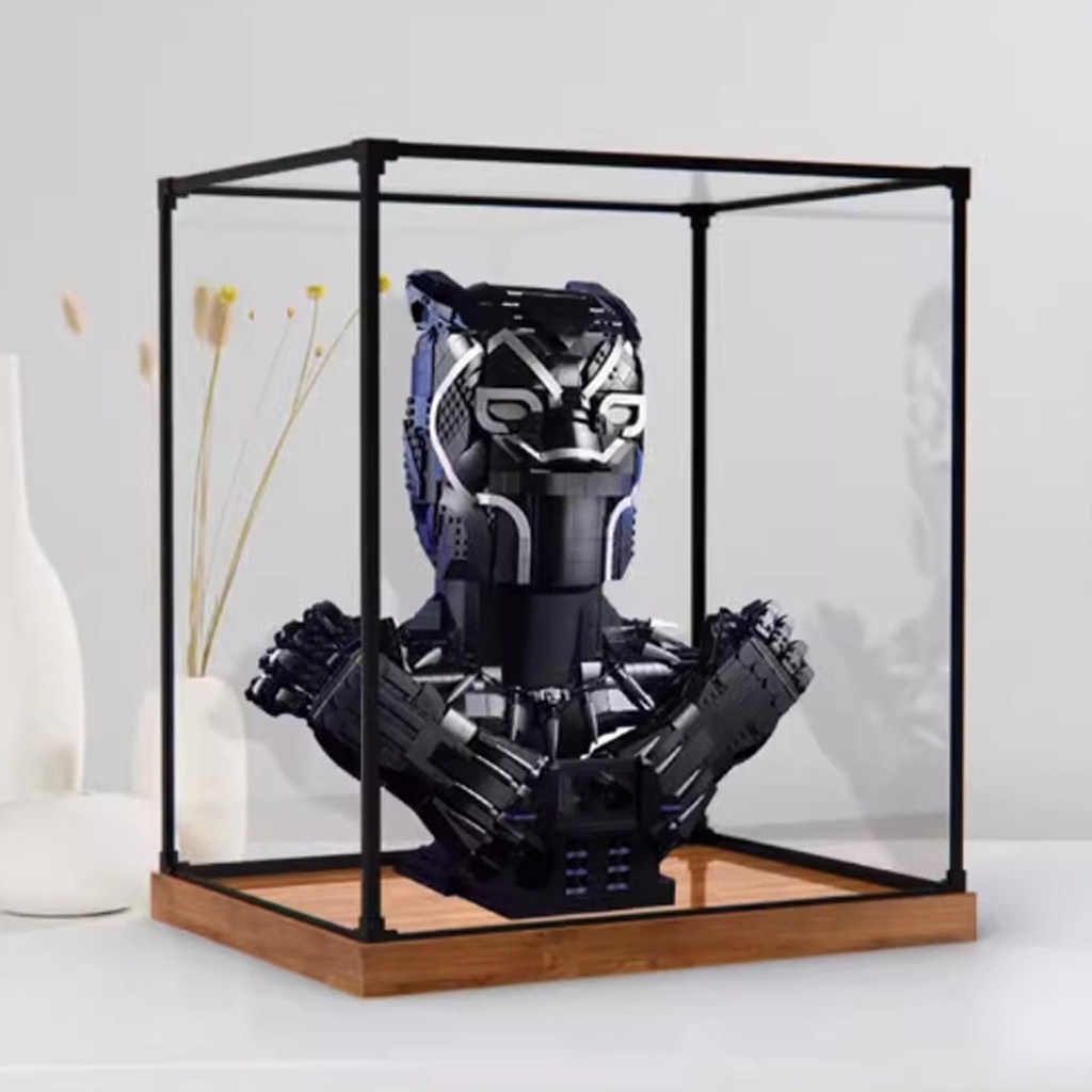 Transparent Acrylic display box for Lego 76215 Halfbreasted figure model Dustproof Storage Display Box Model Not Included woodgrain base