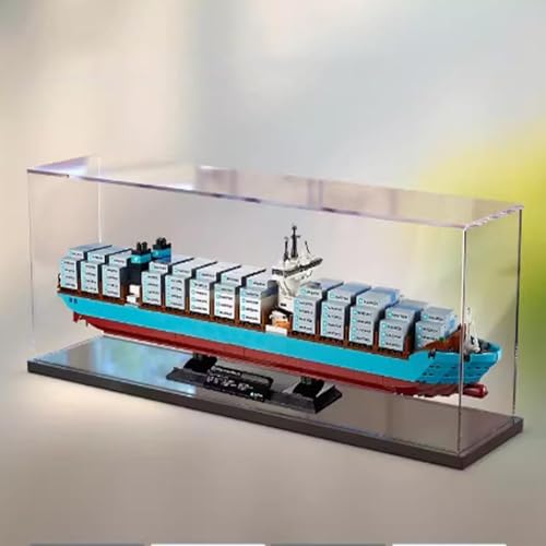 Acrylic Display Case For Lego 10241 Cargo ships Model Dustproof Transparent Acrylic Display Case Storage Box Model Not Included Black base