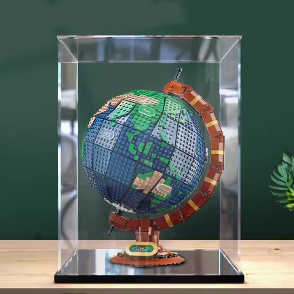 Transparent Acrylic display box for Lego 21332 Earth globe model Dustproof Storage Display Box Model Not Included Black base