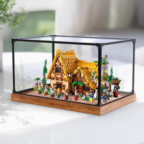 Transparent Acrylic display box for Lego 43242 Fairytale Forest Hut model Dustproof Storage Display Box Model Not Included woodgrain base