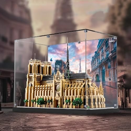 Acrylic Display Box for Lego 21061 Model of Notre Dame de Paris Transparent Dustproof Display Box Storage Box Compatible with Lego 21061 Construction kit Model Not Included Backgrounds 3mm