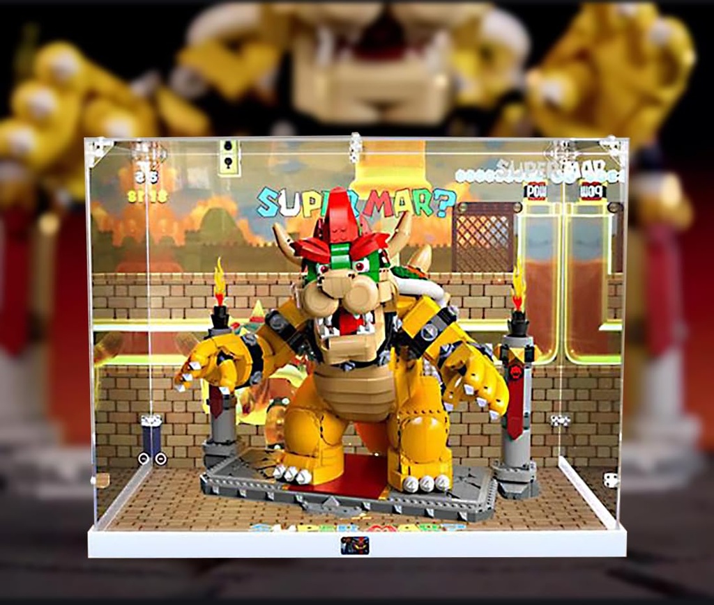 Acrylic Display Case for LEGO 71411 The Mighty Bowser Model Dustproof Building Block Display Casesize177x118x138 inchesOnly Display Case White heightened base background