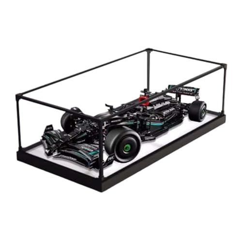 TRUSTFAR Acrylic Display Case for Lego 42171 Technic MercedesAMG F1 W14 E Performance Dustproof Transparent Clear Protective Case Compatible with Lego 42171 No model Alloy white base