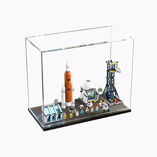 Figures Display Box for LEGO 60351 Launchng Centre Acrylic Dustproof Transparent Display Case No Model mortise tenonblack base