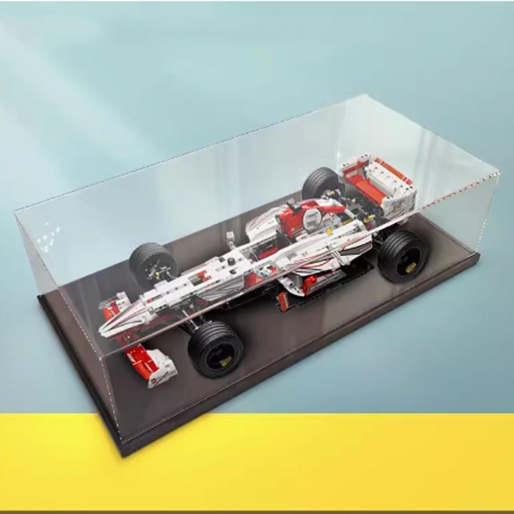 Transparent Acrylic display box for Lego 42000 Formula Racing model Dustproof Storage Display Box Model Not Included Black base