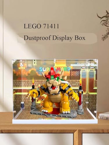 TRUSTFAR Acrylic Display Case for Lego 71411 Super Mario The Mighty Bowser Collection Protection Display Case for Lego 71411 Display Box Compatible with Lego 71411No Model background2