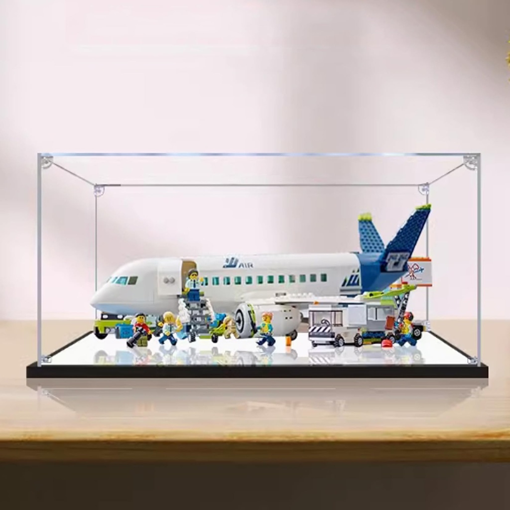 Acrylic Display Box for Lego 60367 Passenger Aircraft Model Transparent Dustproof Display Box Compatible with Lego 60367 Construction kit Model not Included Mirror Base 3mm