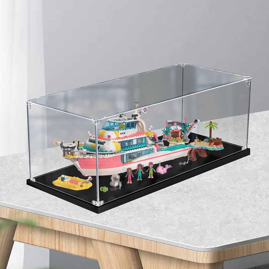 Acrylic transparent display box suitable for LEGO Sea Love Rescue Ship 41381 building block figure dust boxAcrylic Dustproof Transparent Custom Display Case No Model basic model2mm